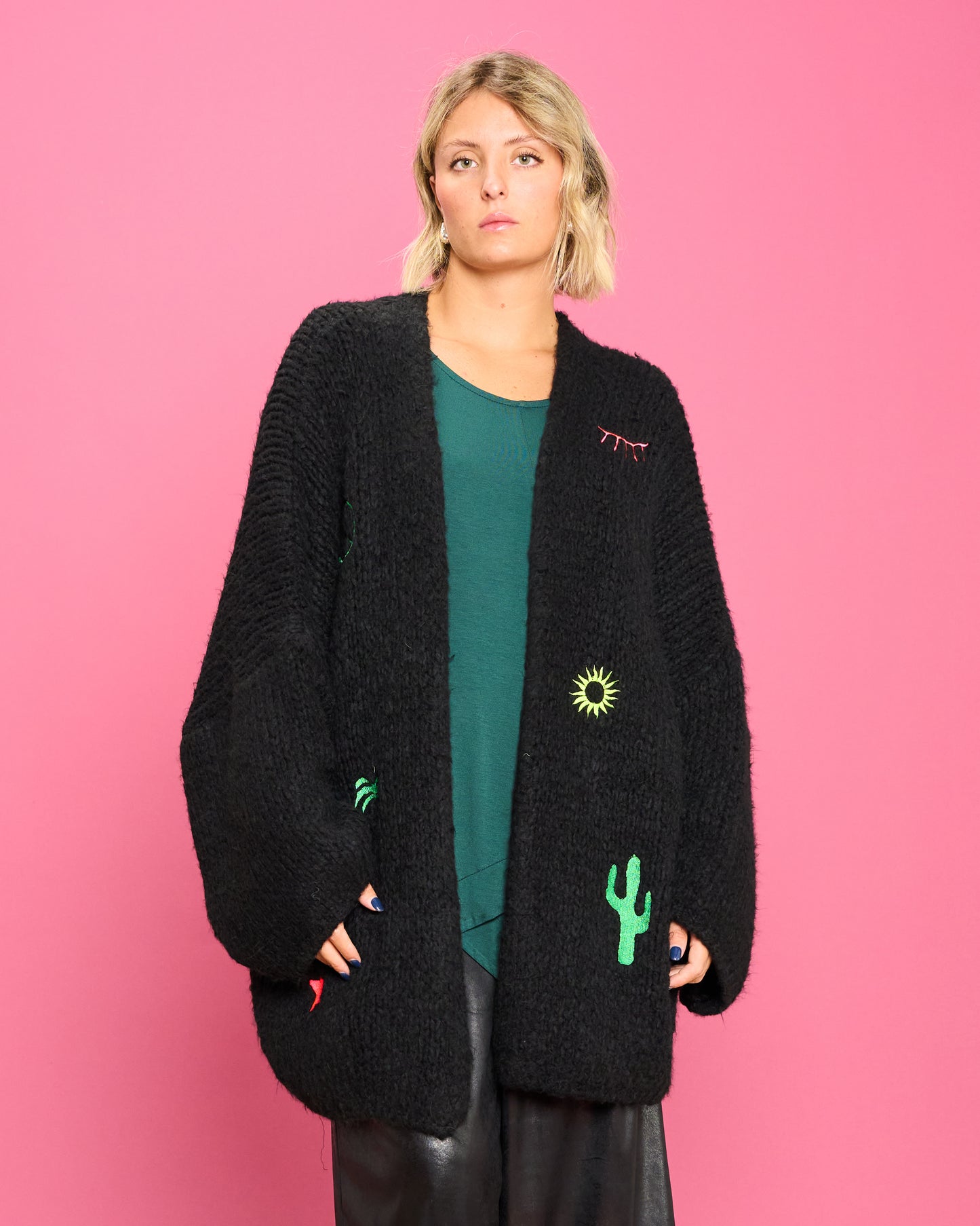 Maxi Cardigan a Scatola con Ricami