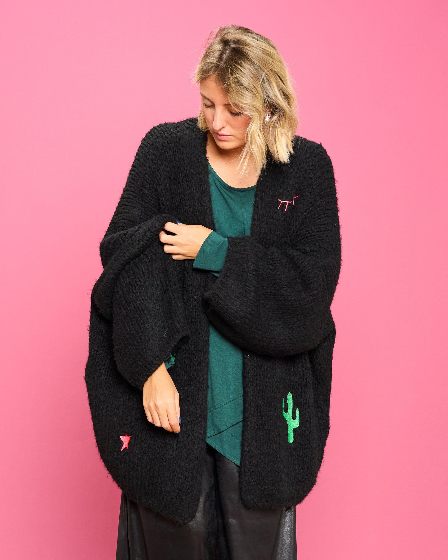 Maxi Cardigan a Scatola con Ricami
