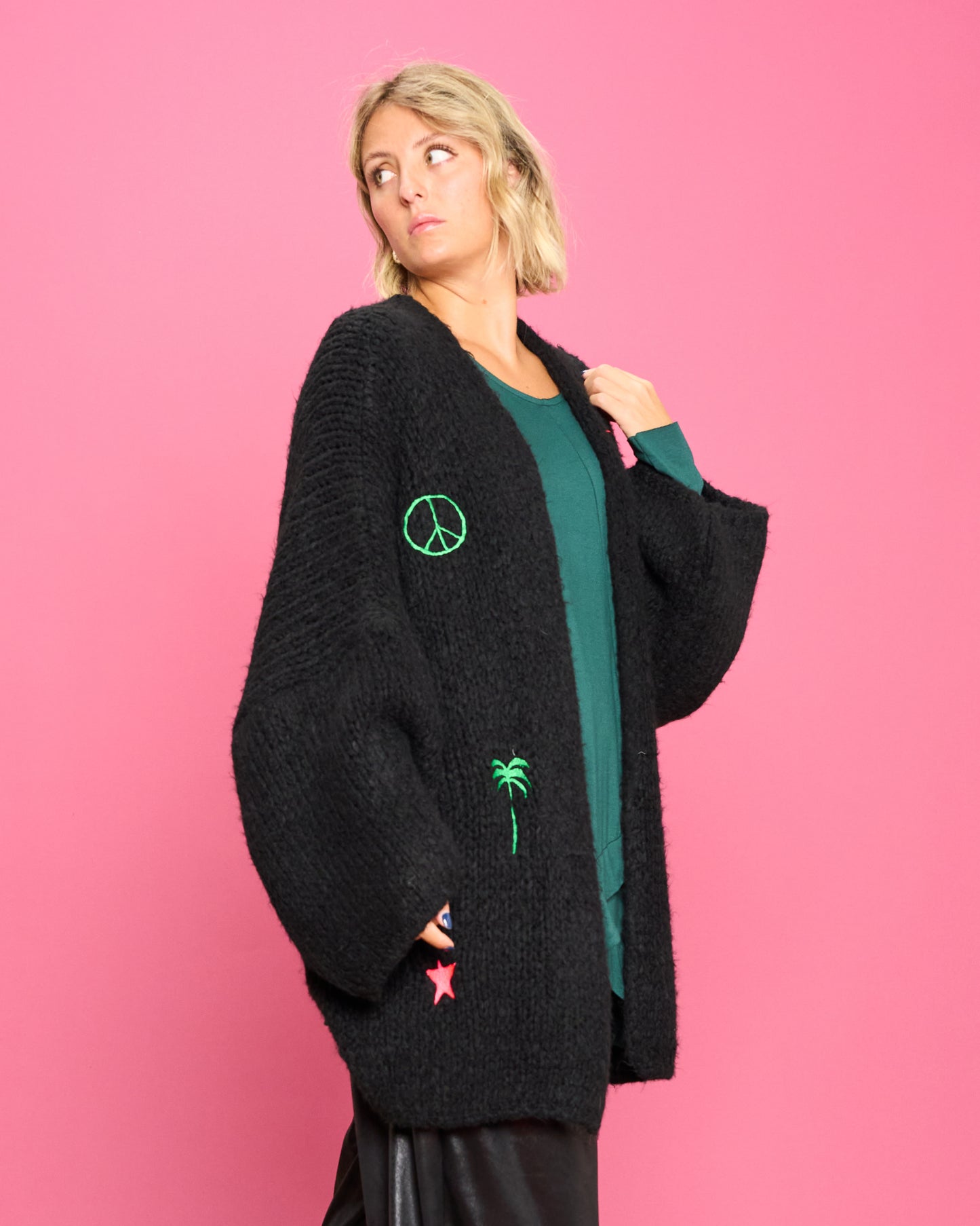 Maxi Cardigan a Scatola con Ricami