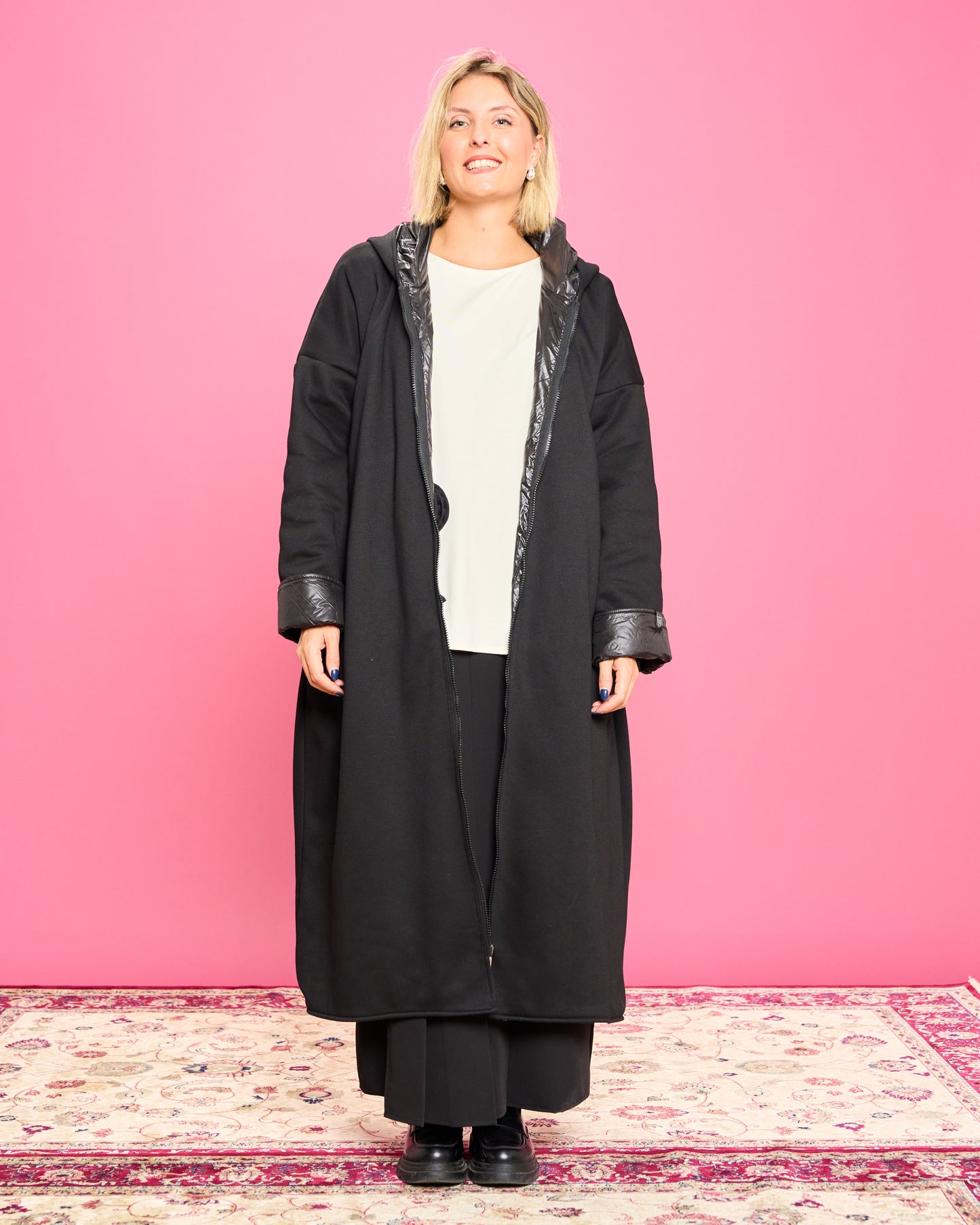 Maxi Felpa Double Face con Cappuccio