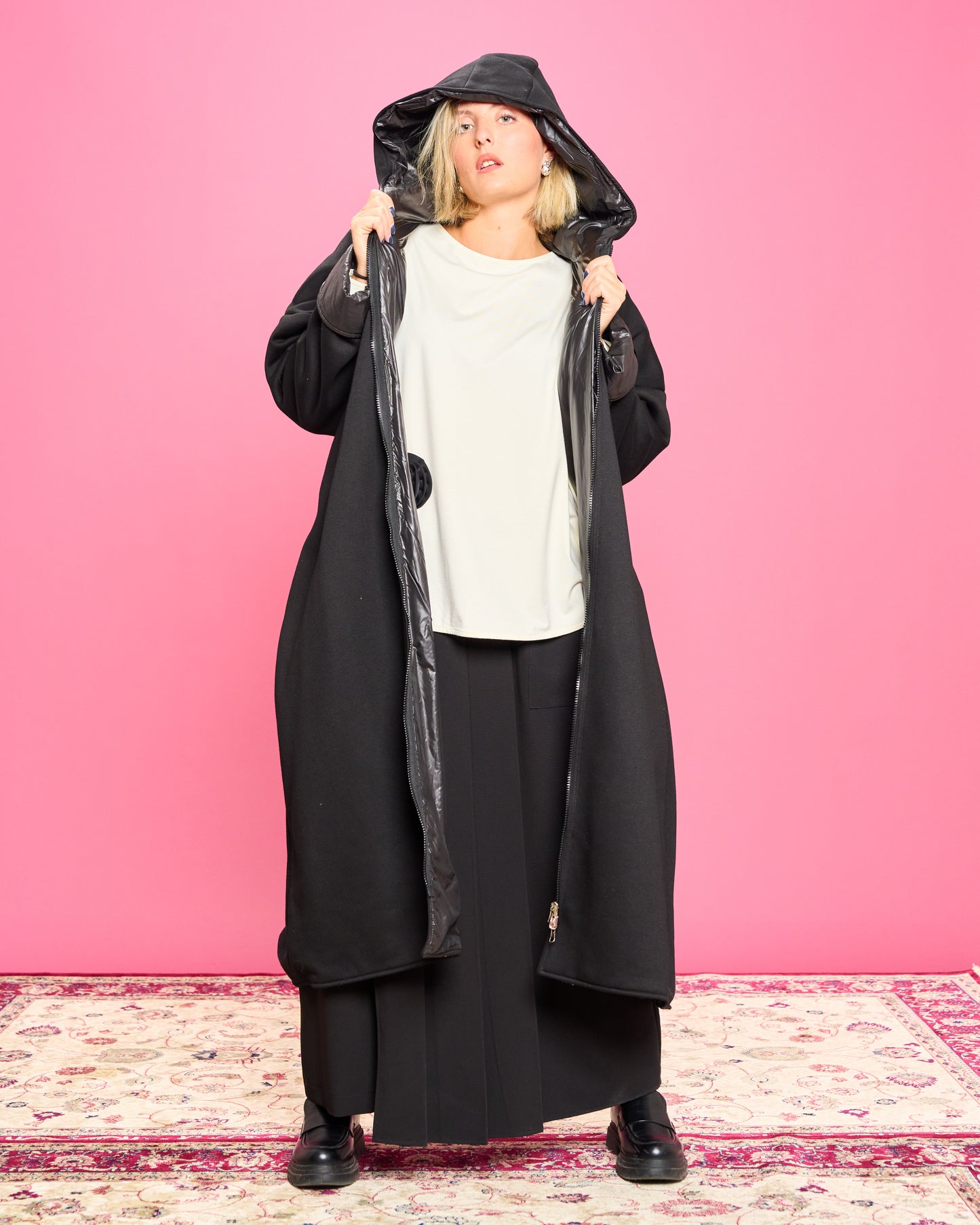 Maxi Felpa Double Face con Cappuccio