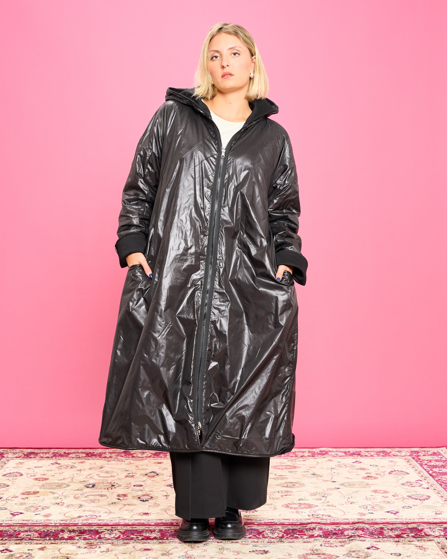 Maxi Felpa Double Face con Cappuccio