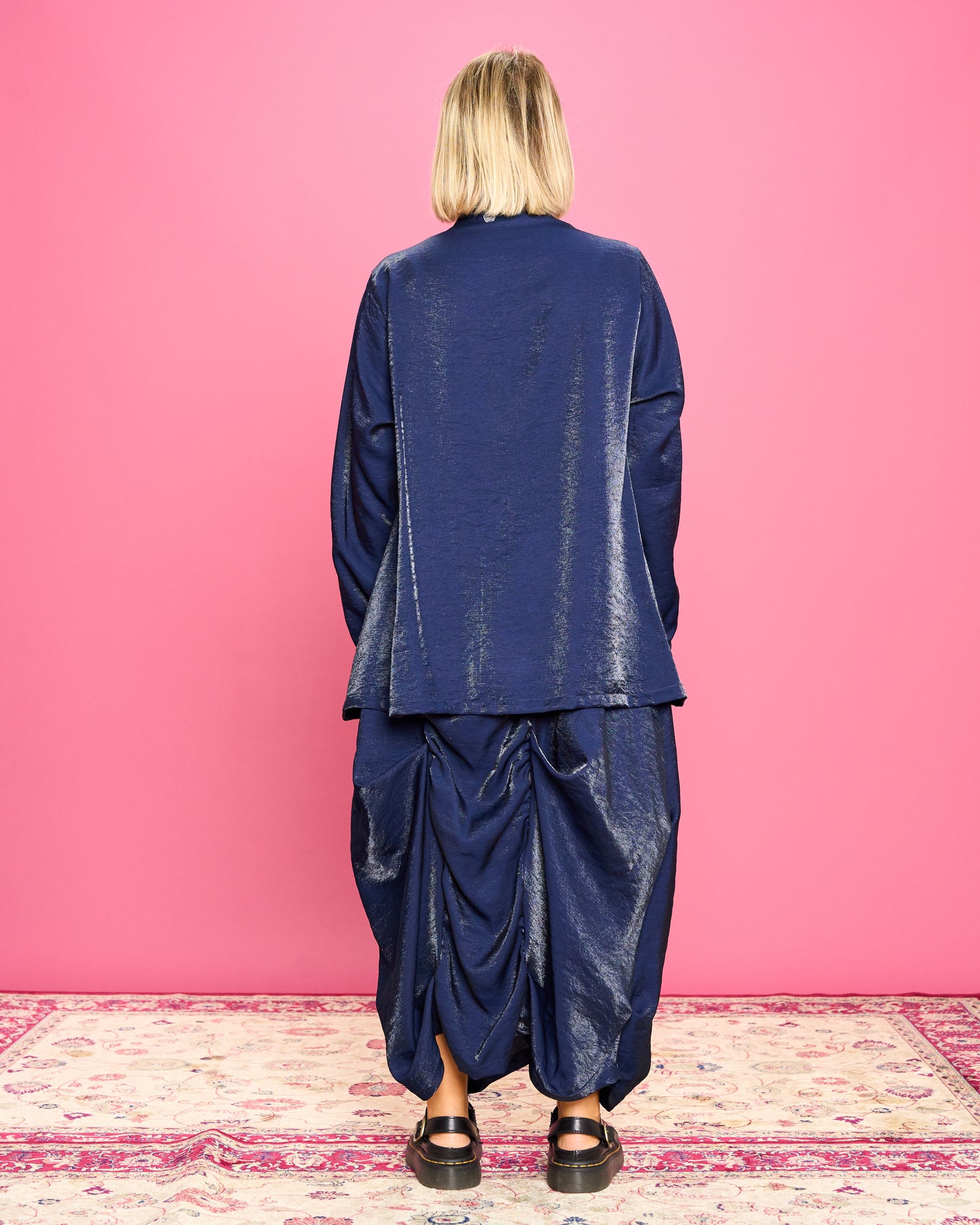 Iridescent Shirt with Stand-Up Collar