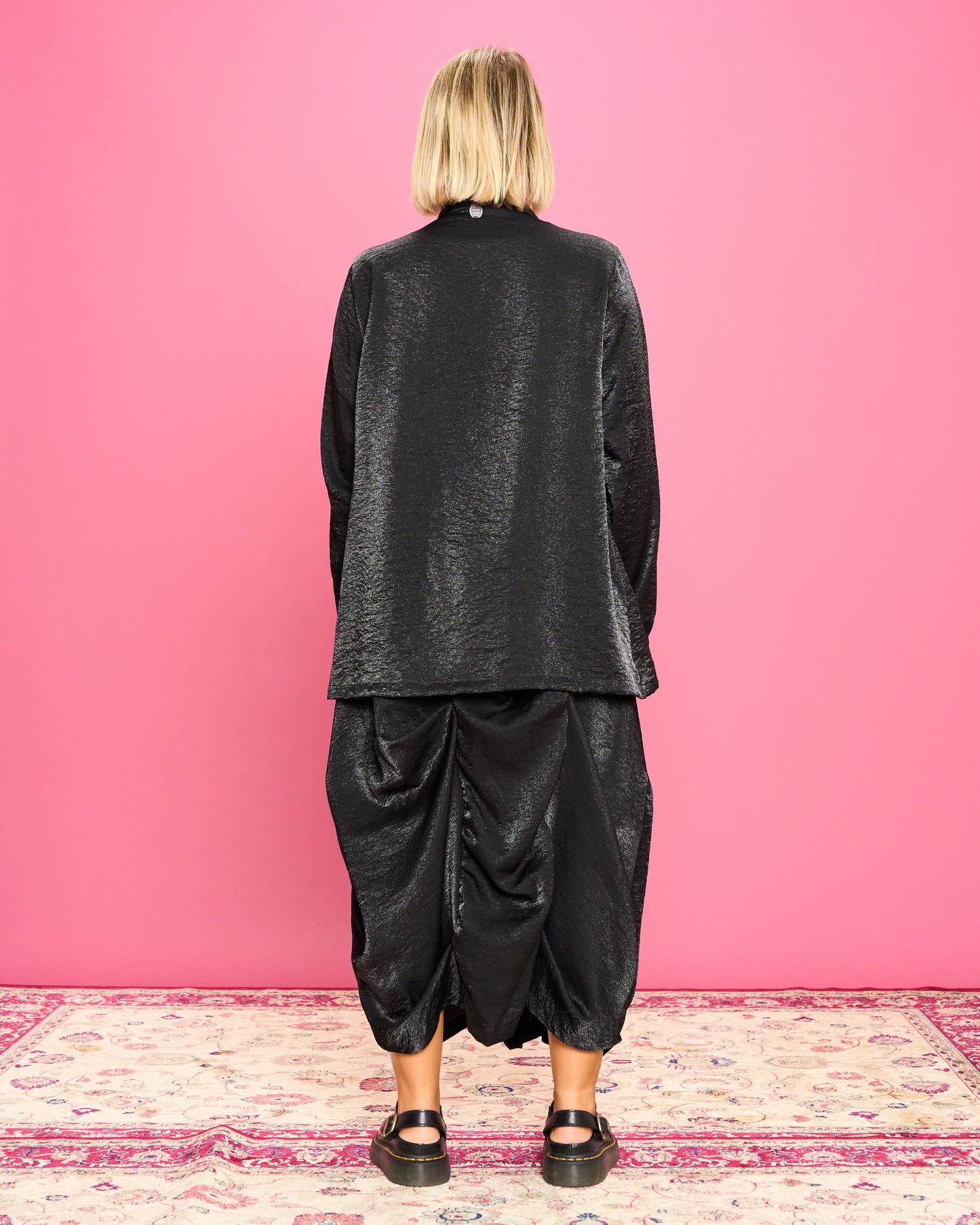 Iridescent Shirt with Stand-Up Collar