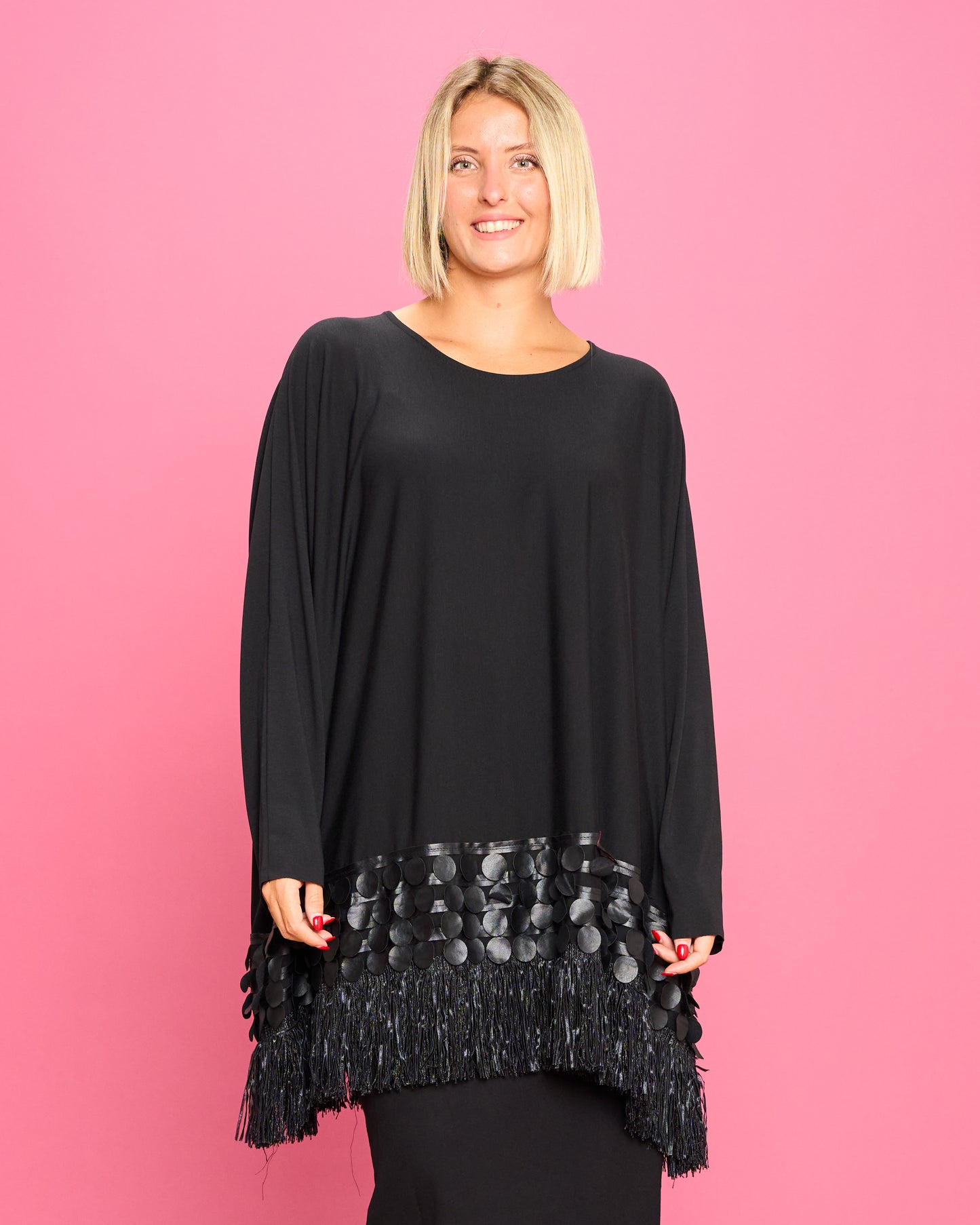 Maxi Maglia a Scatola con Frange