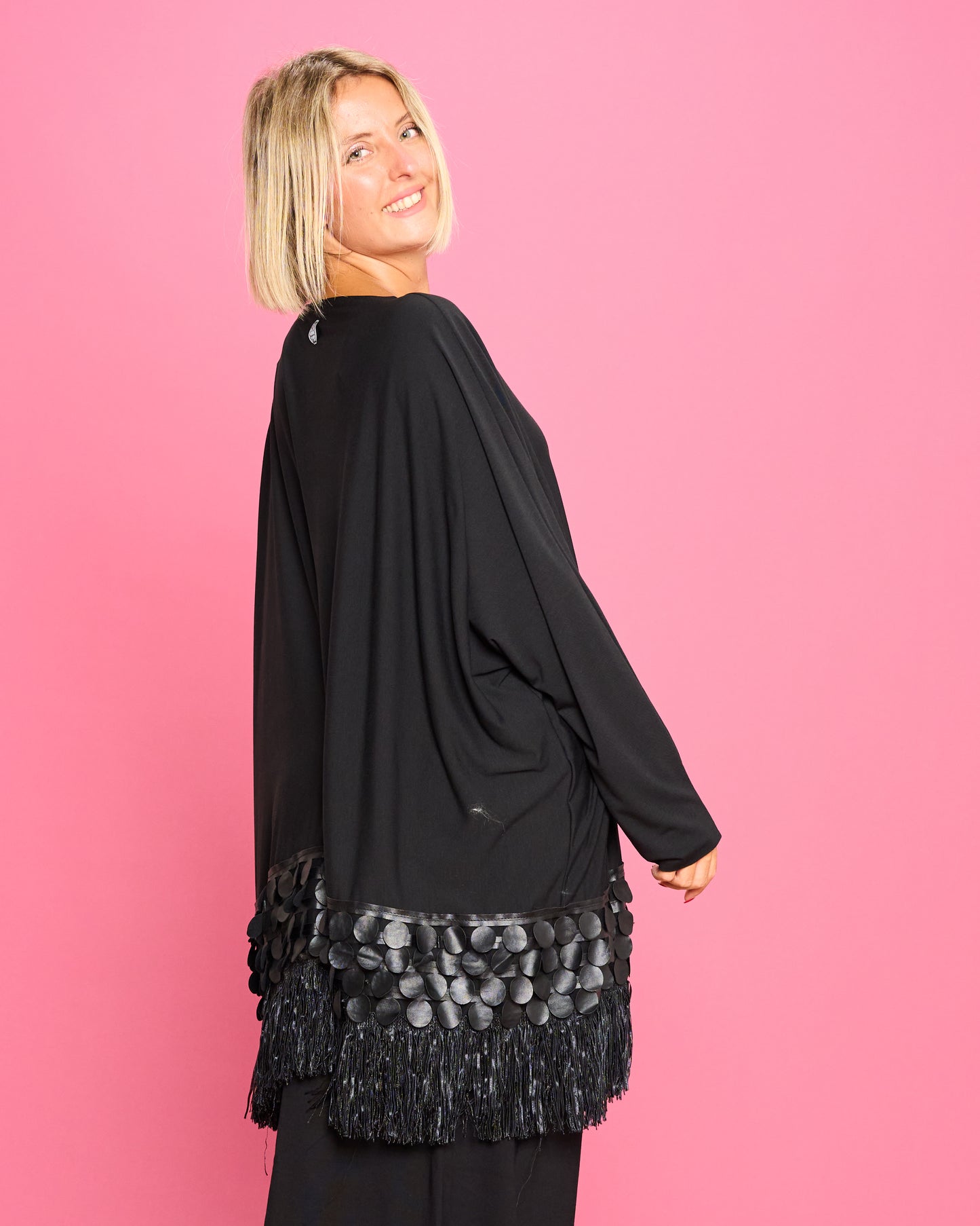 Maxi Maglia a Scatola con Frange