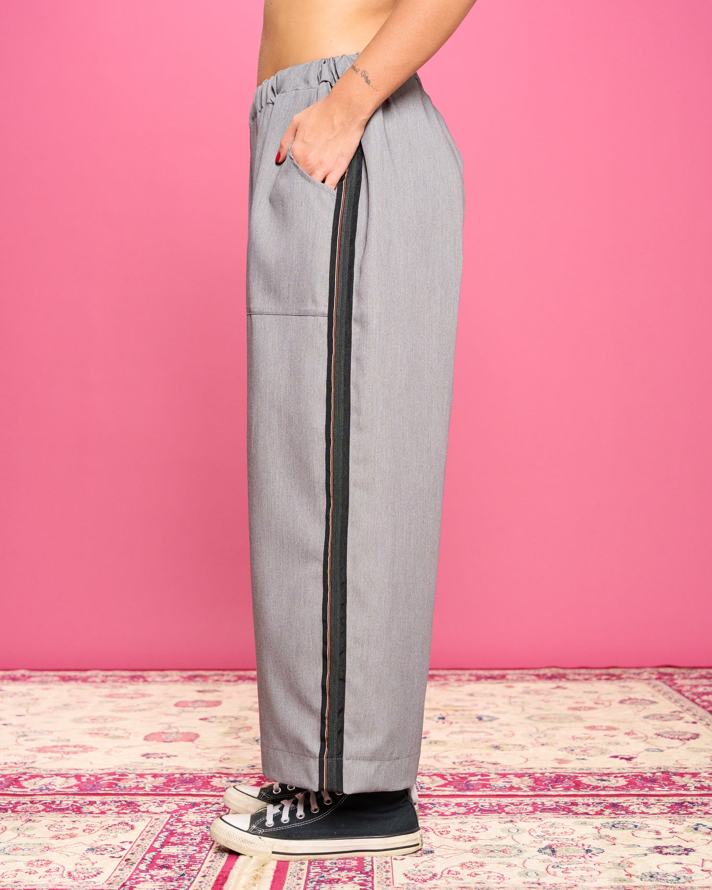 Pantalone Dritto con Banda Laterale