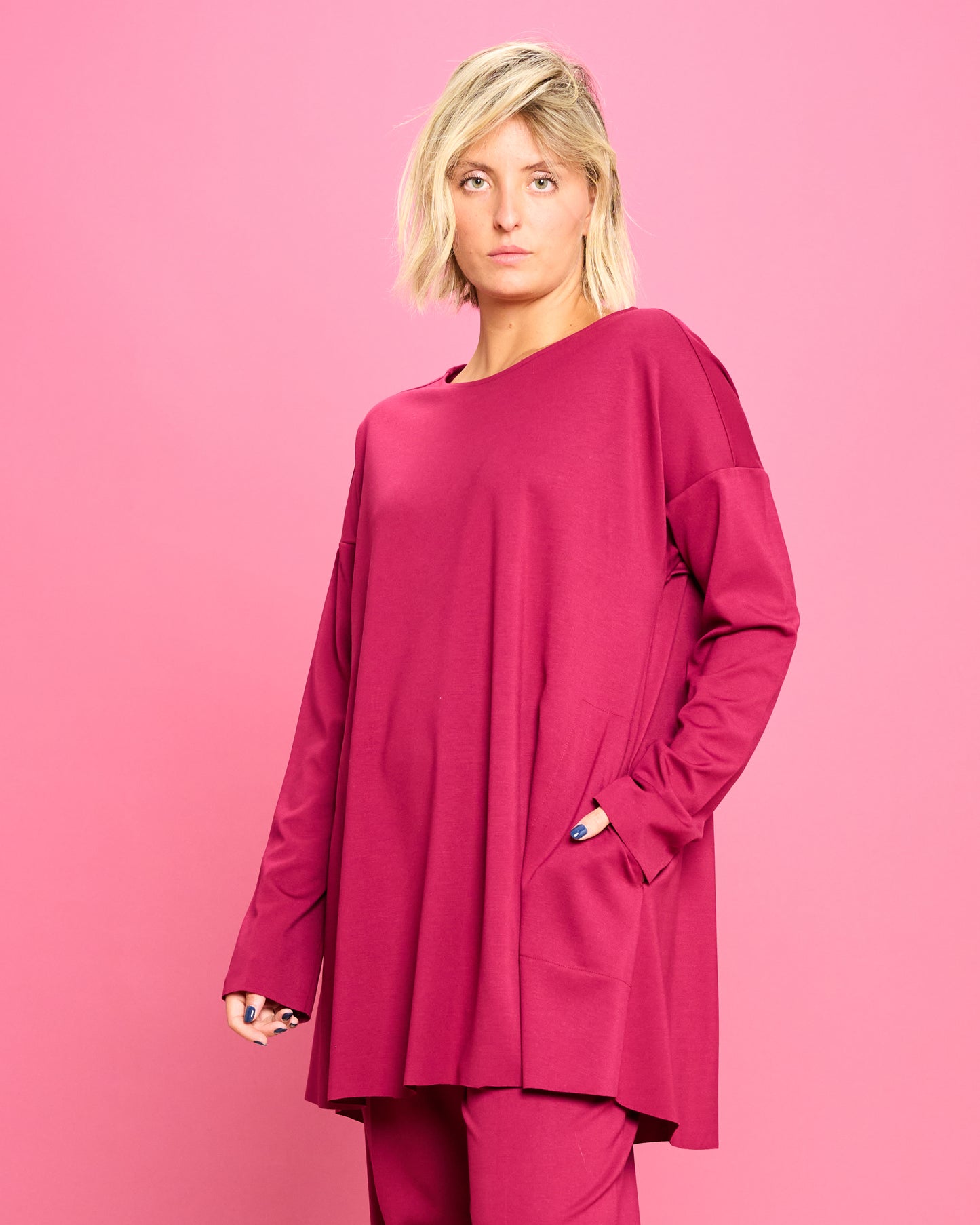 Maximaglia Svasata in Maglia Stoffa