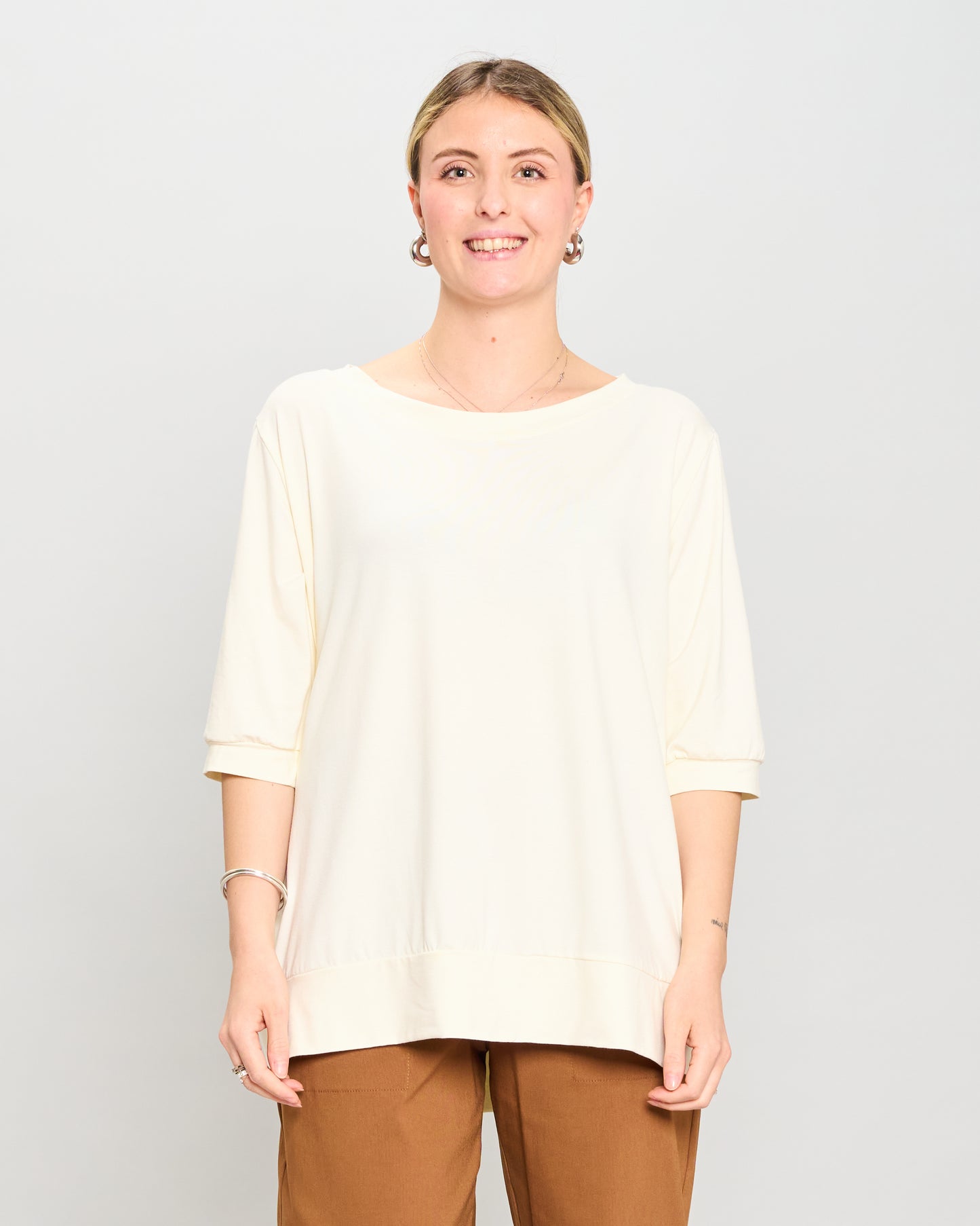 Basic Cream Viscose Blouse