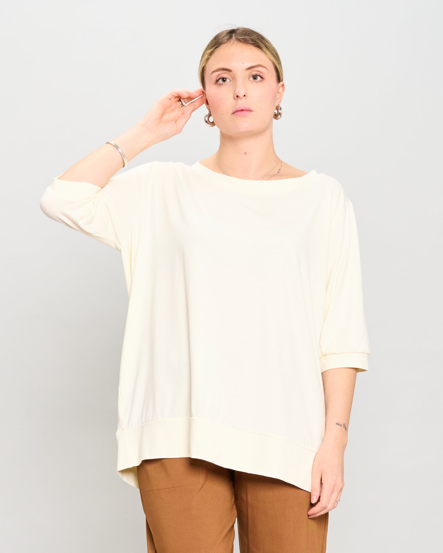 Basic Cream Viscose Blouse