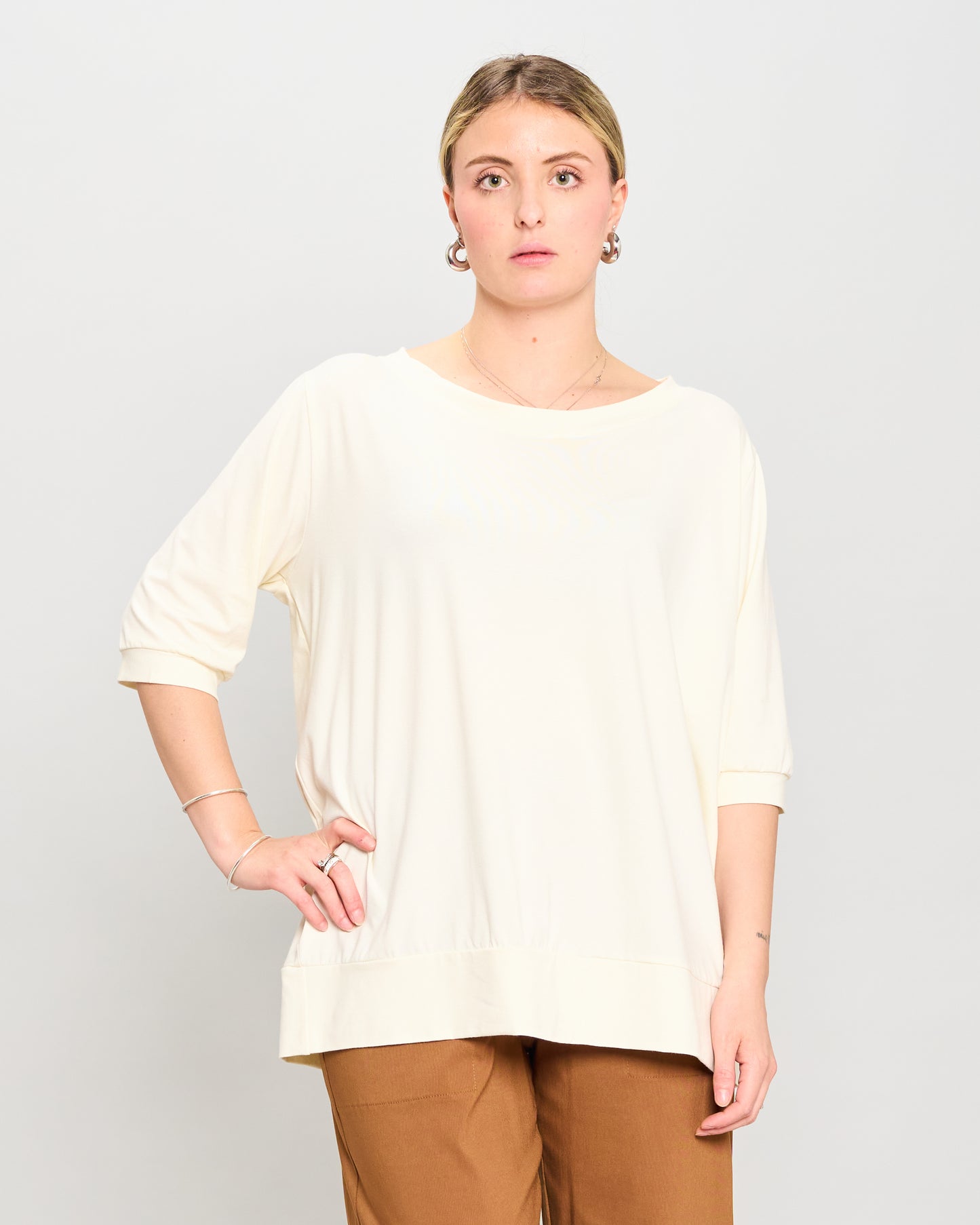 Basic Cream Viscose Blouse