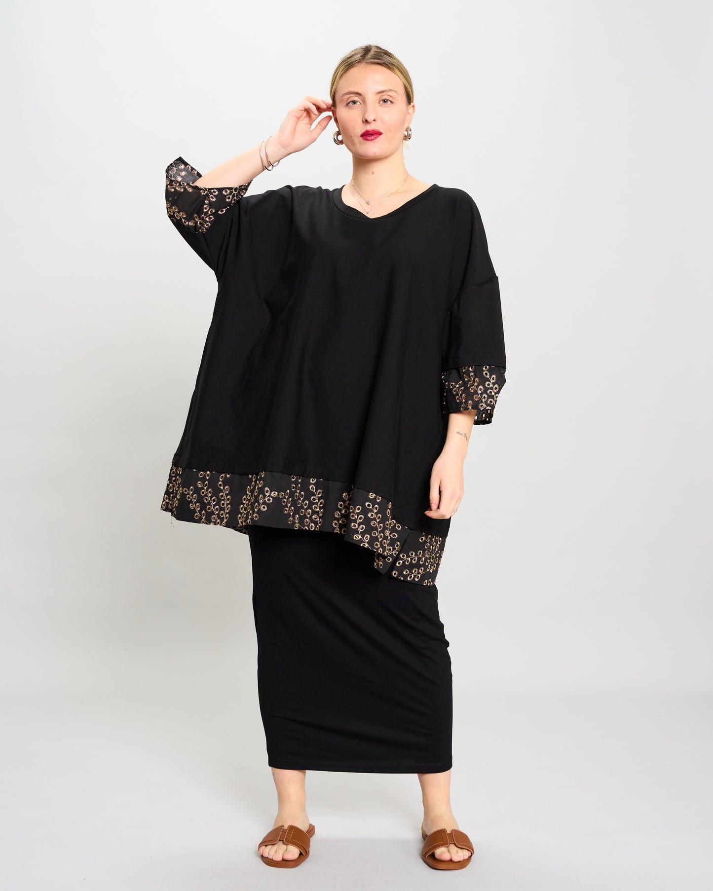 Maxi Blouse with Sangallo Inserts