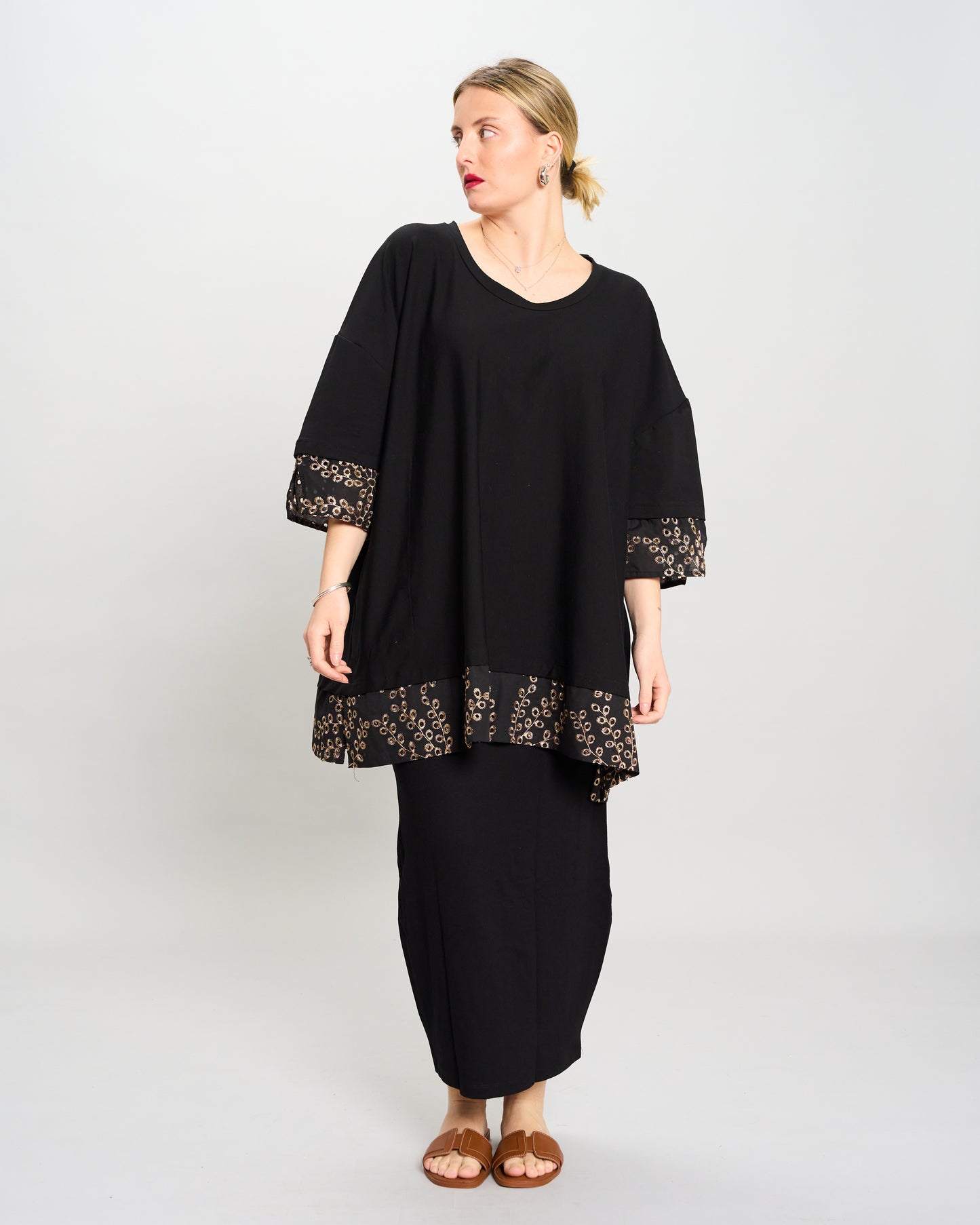 Maxi Blouse with Sangallo Inserts
