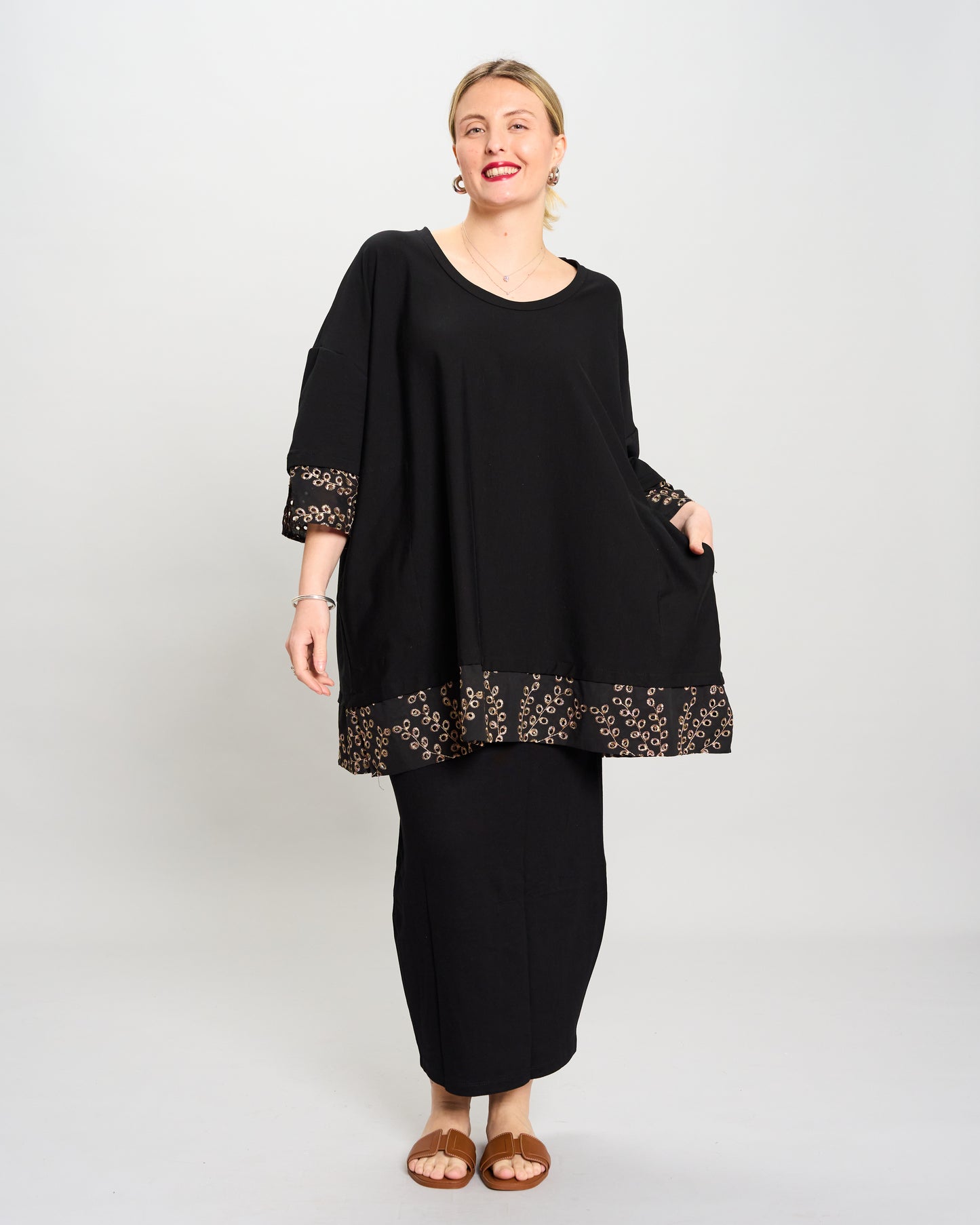 Maxi Blouse with Sangallo Inserts