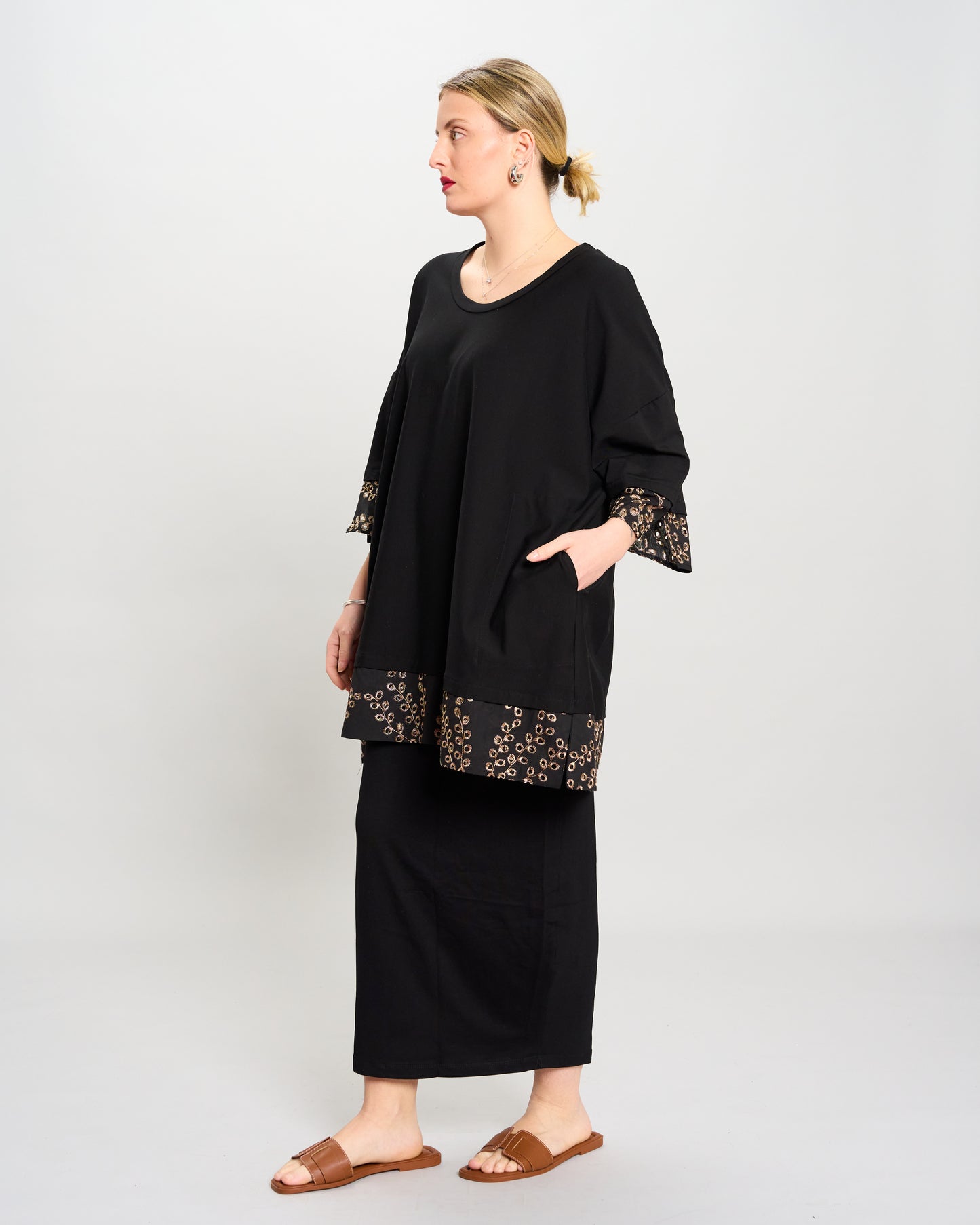 Maxi Blouse with Sangallo Inserts