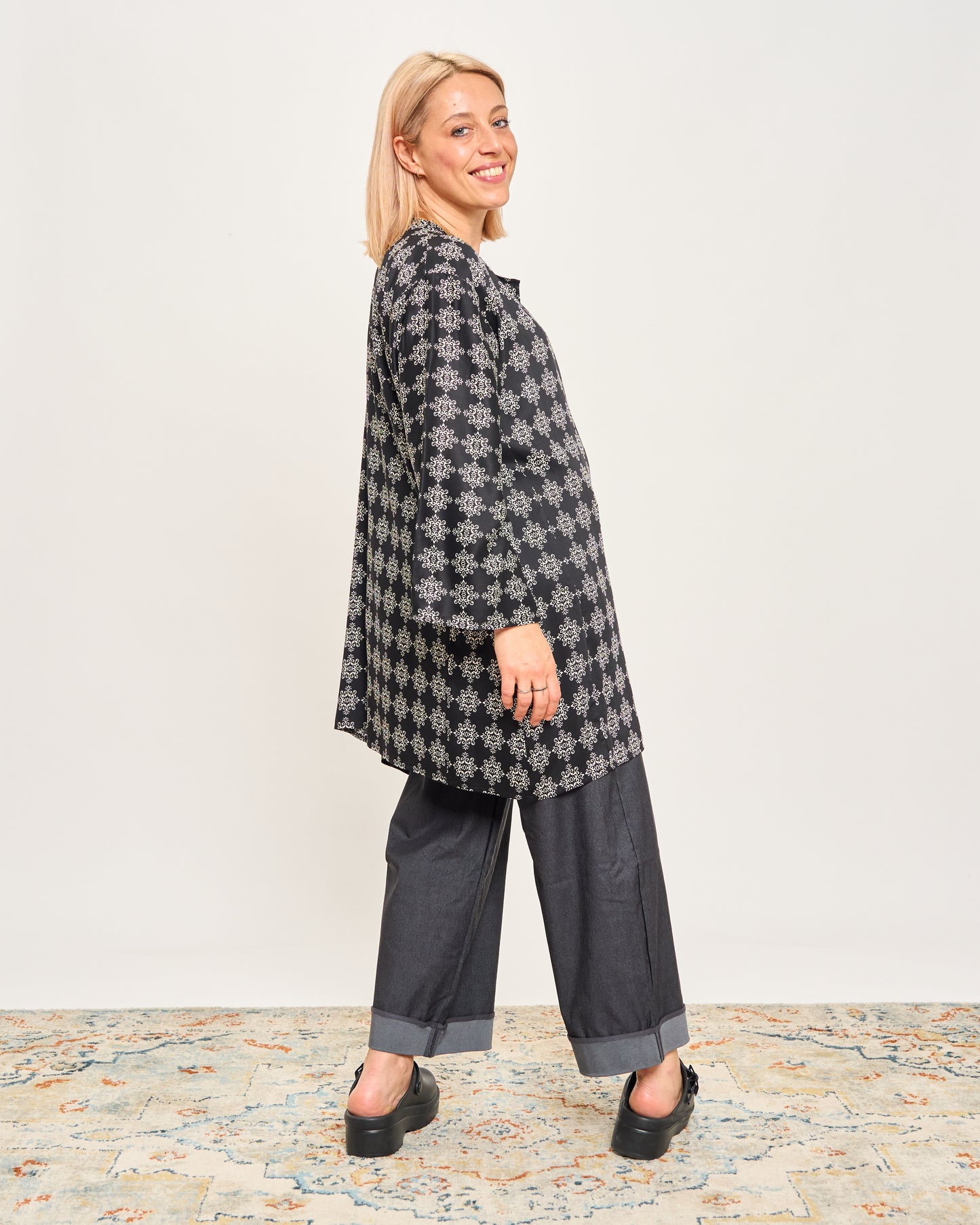 Patterned Tunic with 3/4 Sleeves