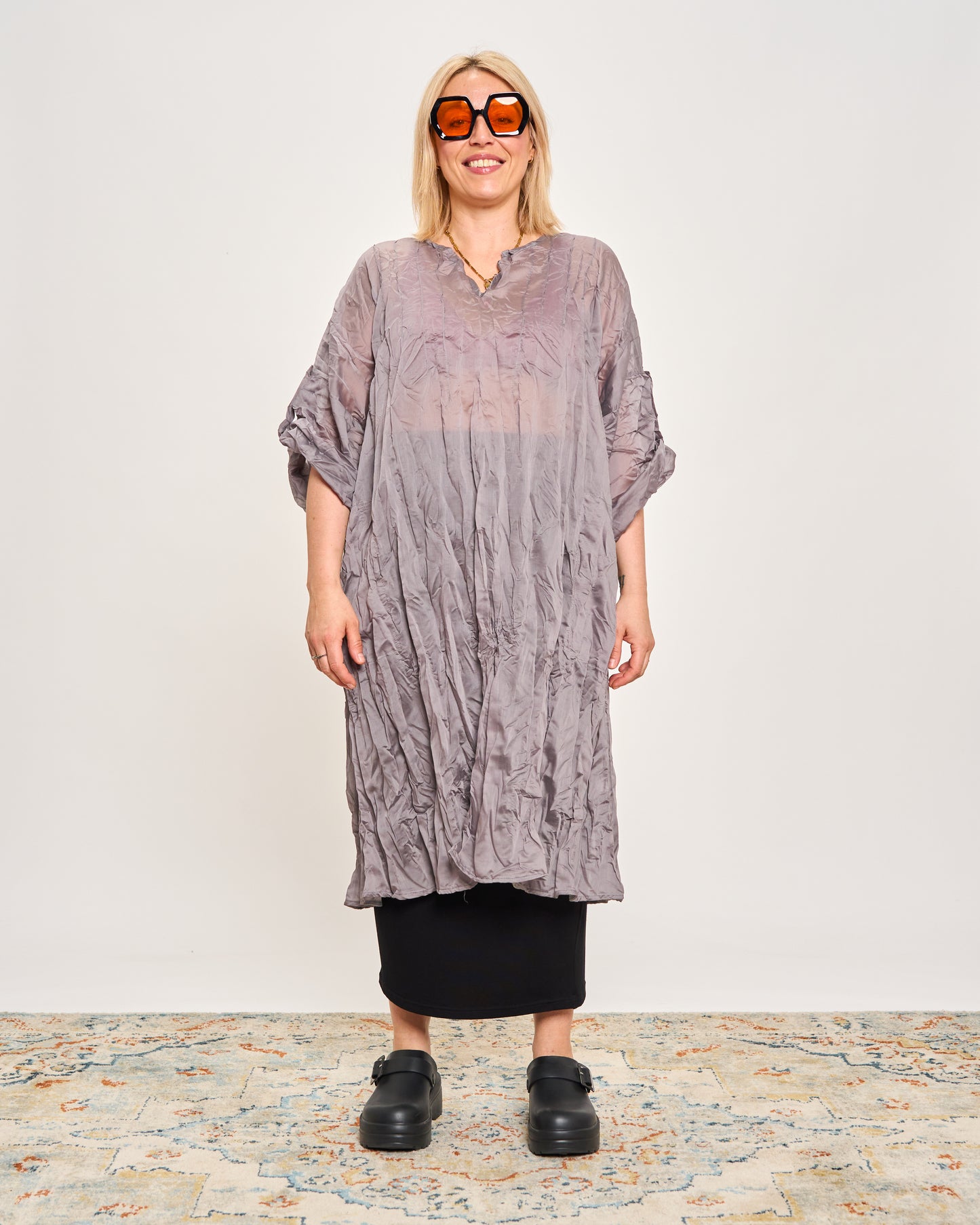 Gathered Caftan with Pintucks