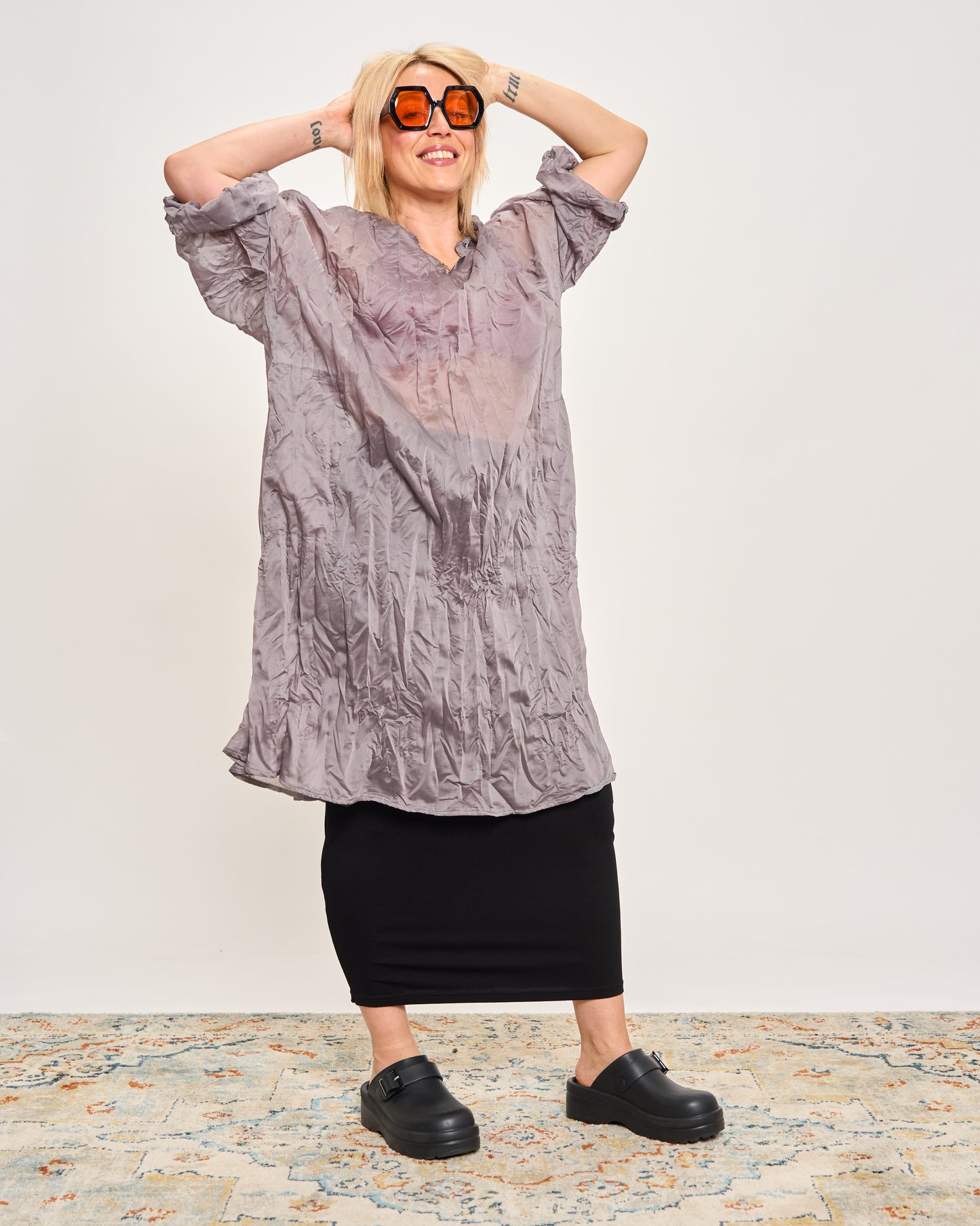 Gathered Caftan with Pintucks
