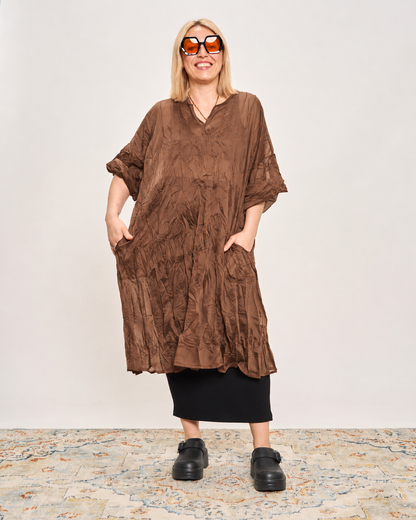 Gathered Caftan with Pintucks