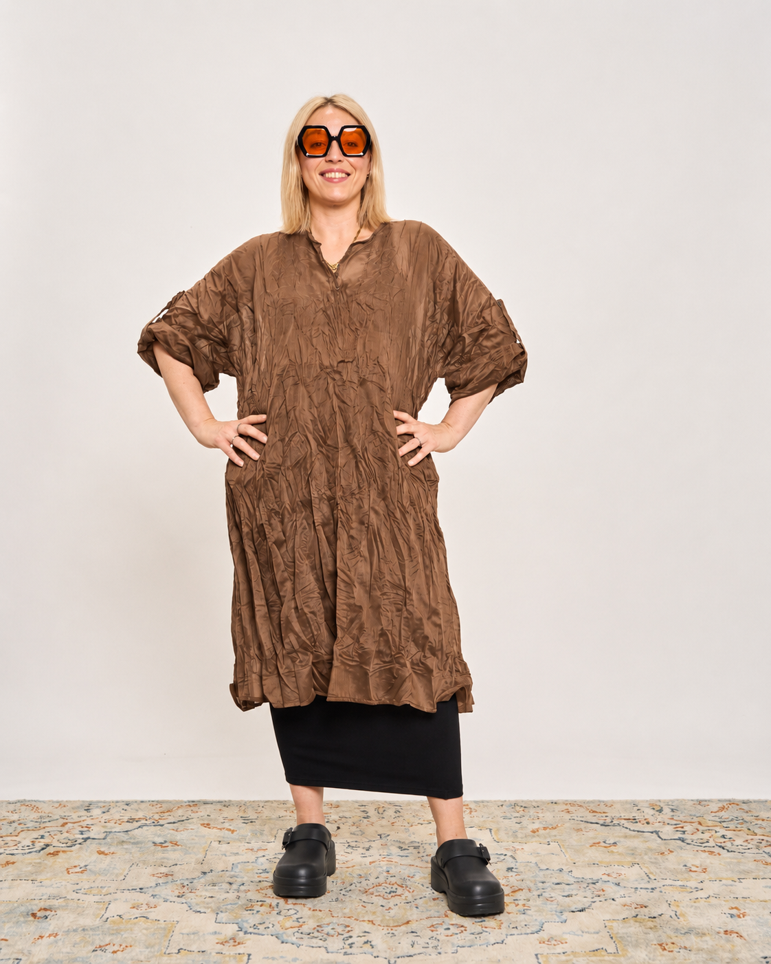 Gathered Caftan with Pintucks