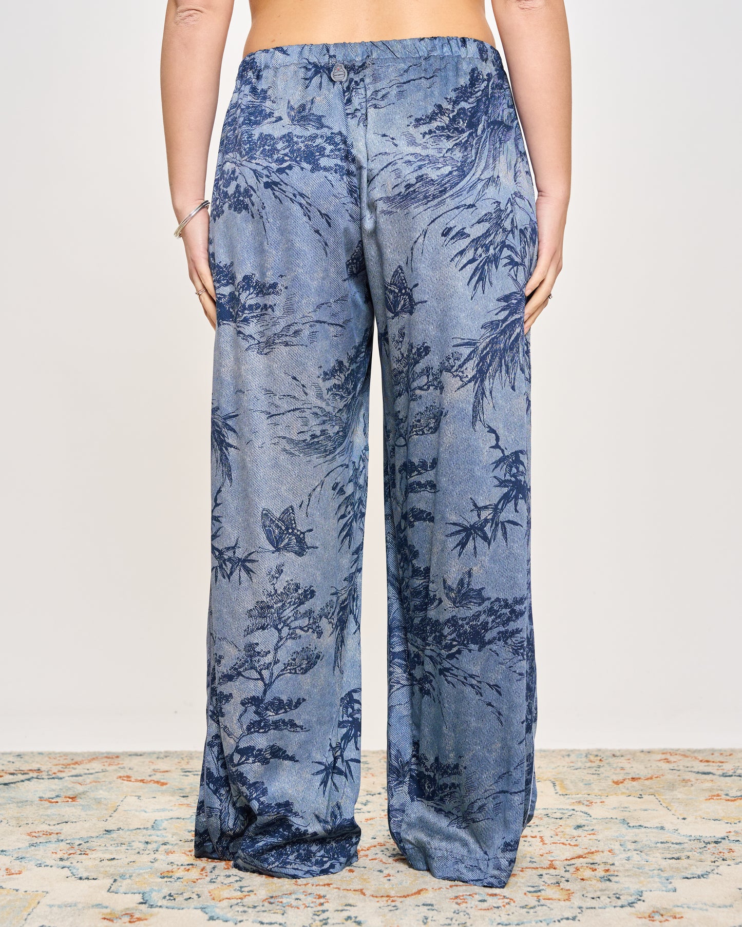 Flared Trousers in Patterned Viscose