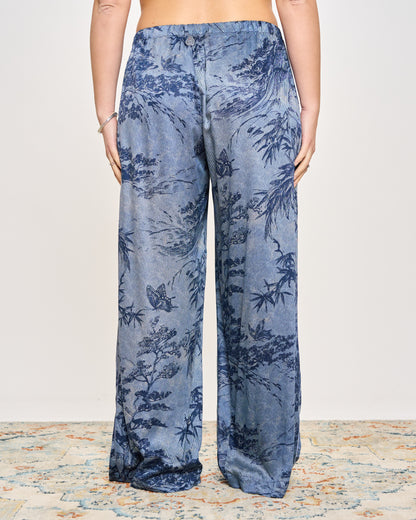 Flared Trousers in Patterned Viscose