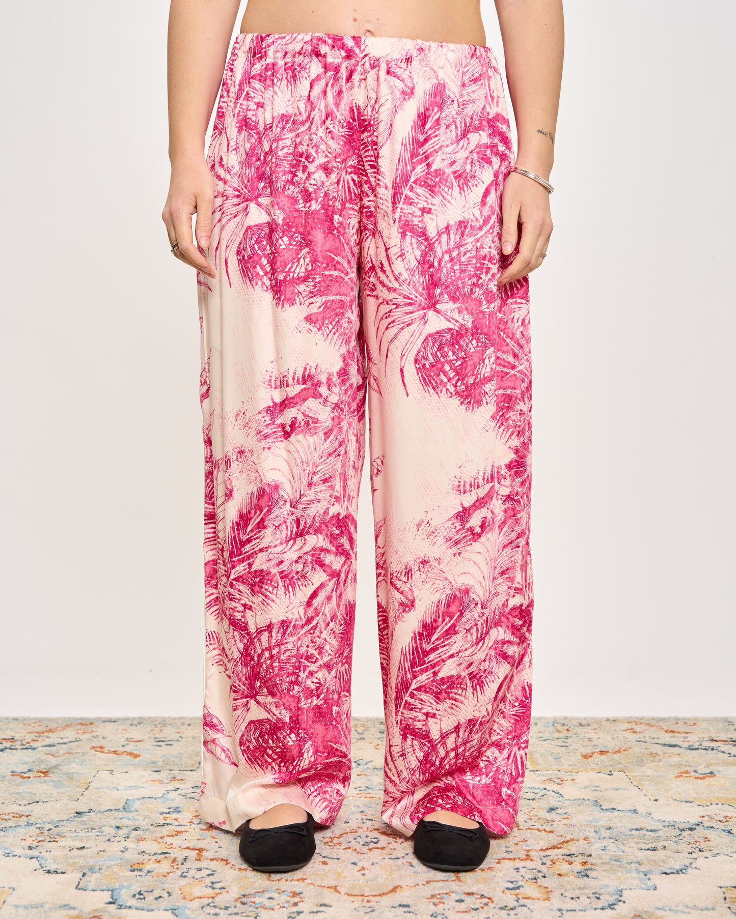 Flared Trousers in Patterned Viscose
