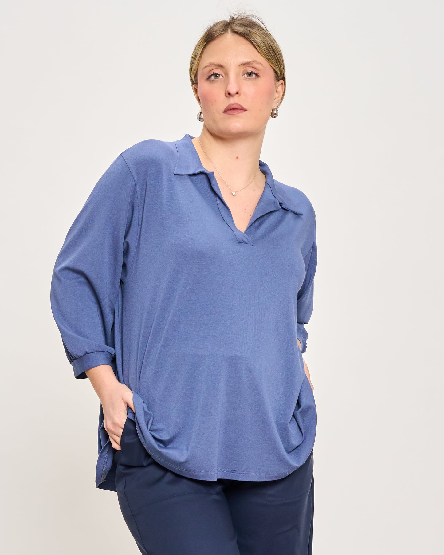 Oversized Jersey Polo Shirt