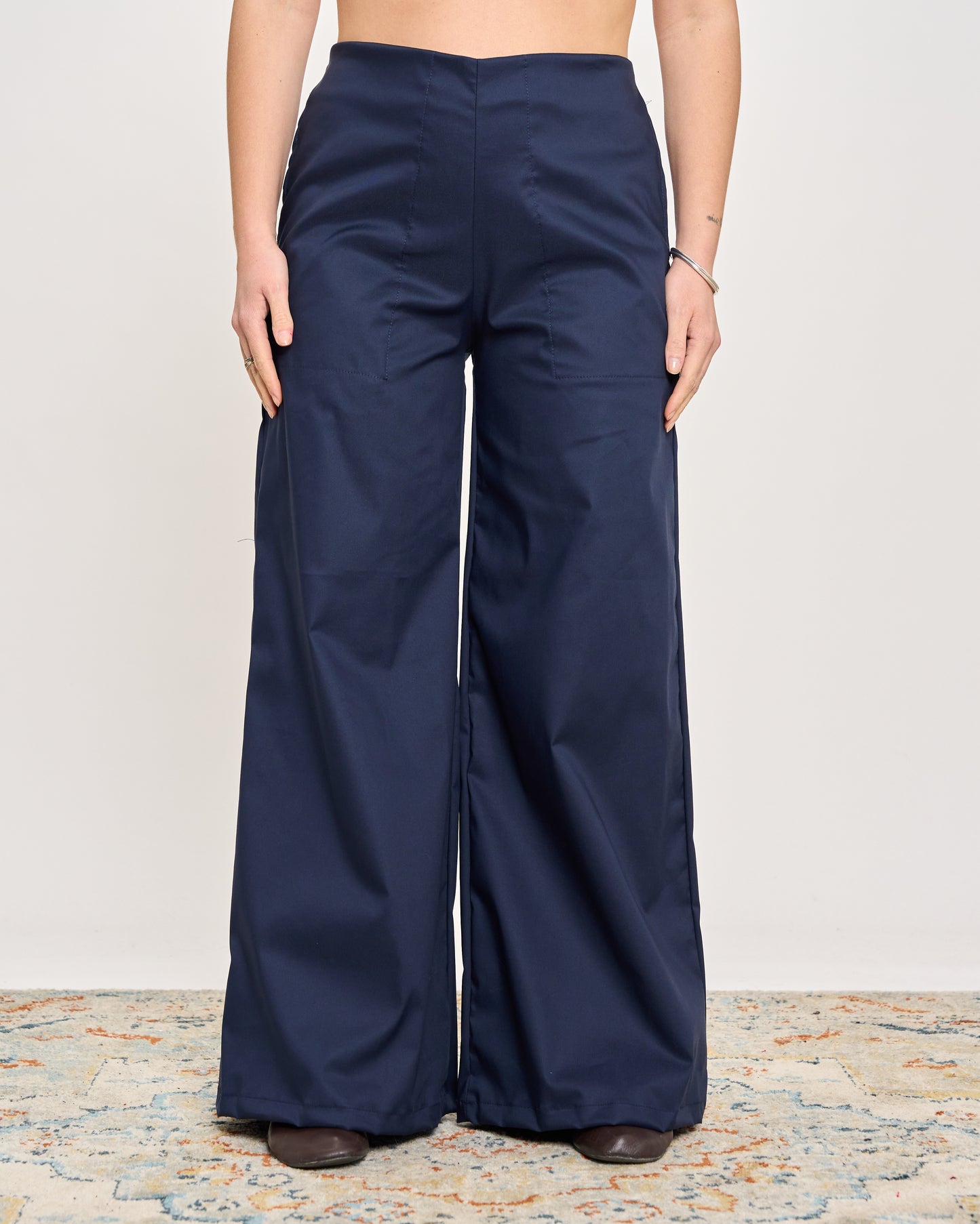 Stretch Cotton Flared Trousers