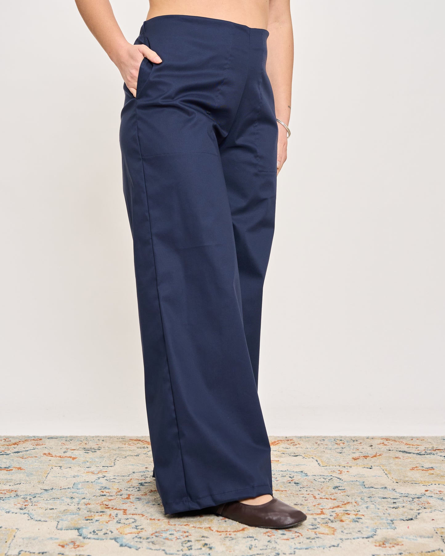 Stretch Cotton Flared Trousers
