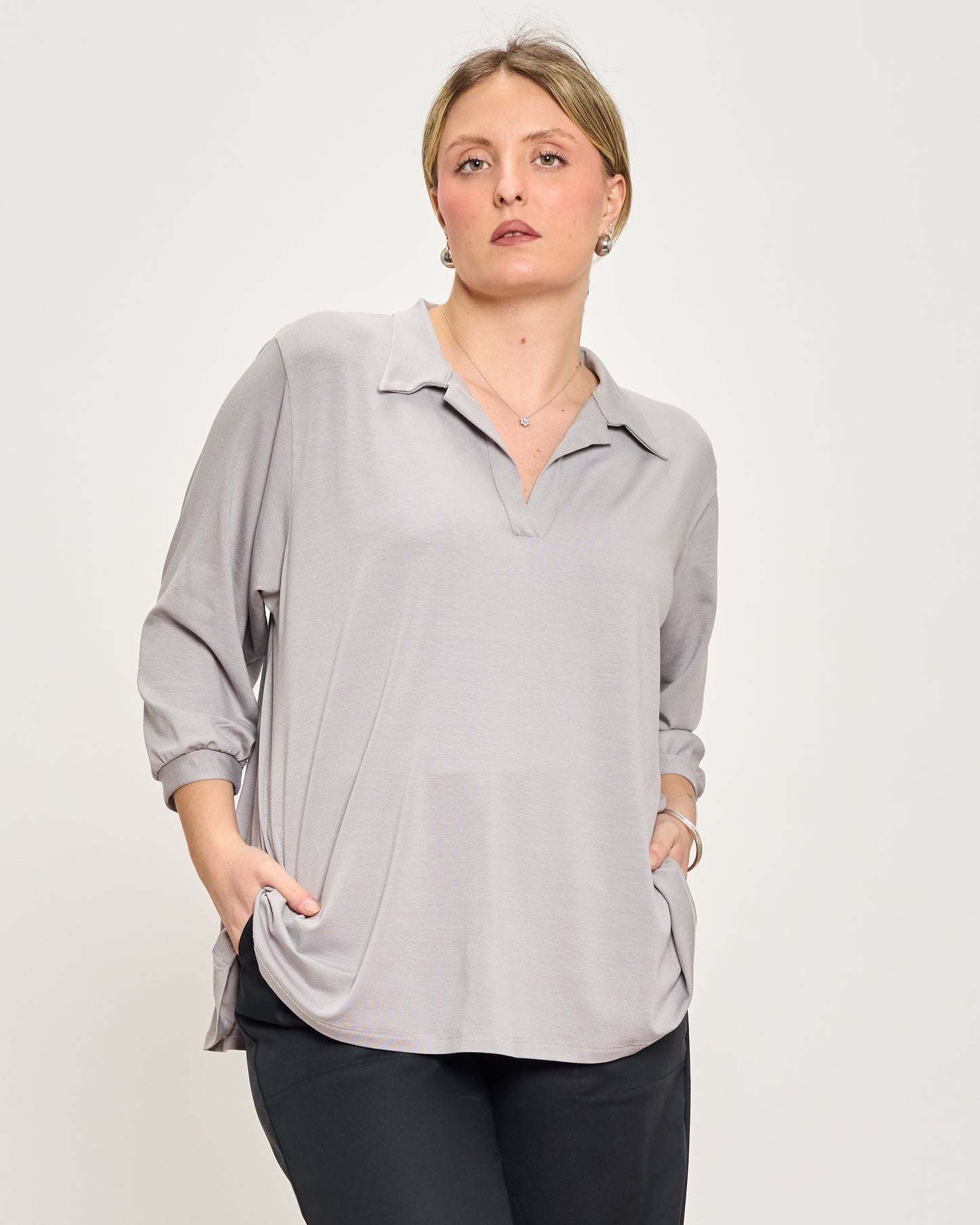 Oversized Jersey Polo Shirt