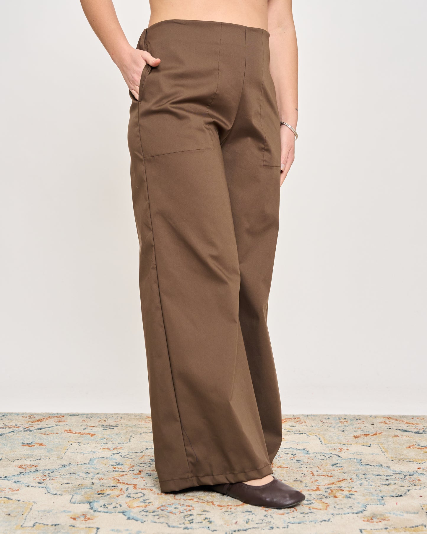 Stretch Cotton Flared Trousers