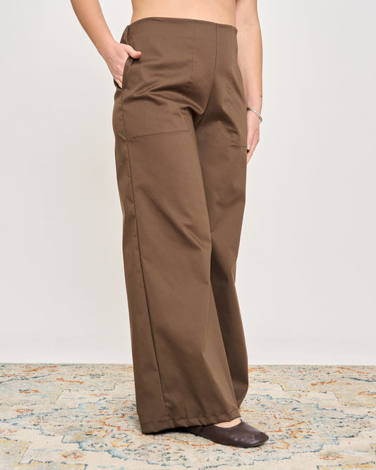 Stretch Cotton Flared Trousers