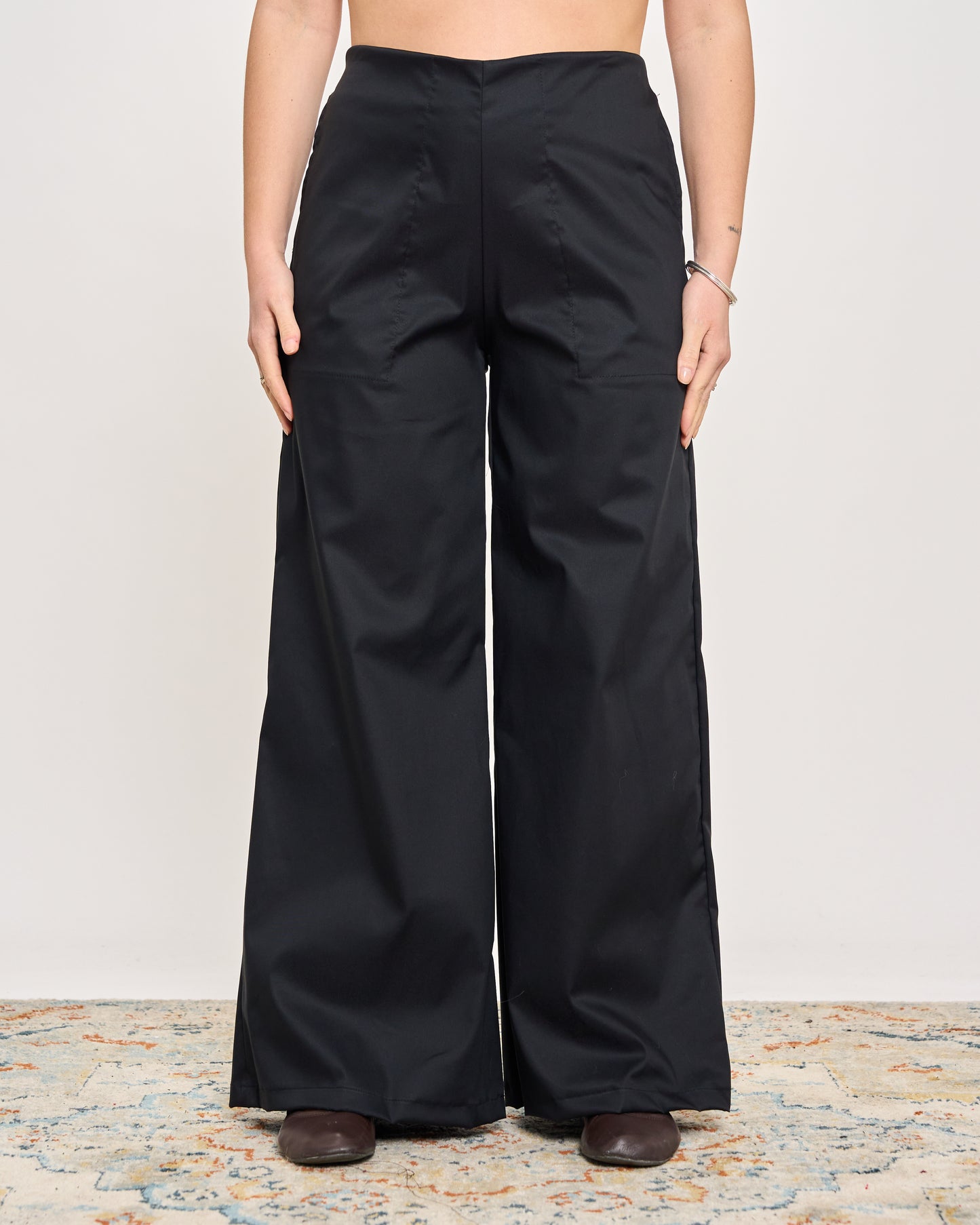 Stretch Cotton Flared Trousers