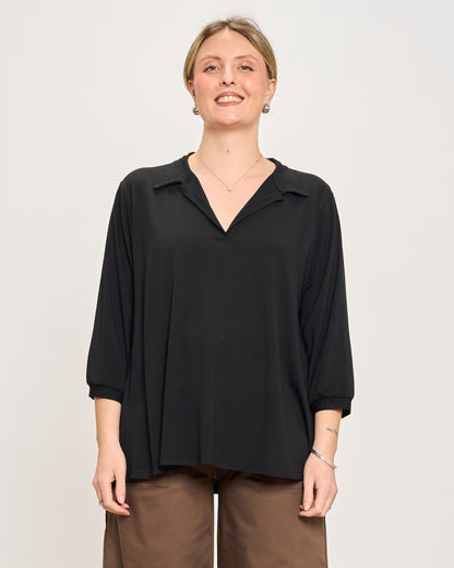 Oversized Jersey Polo Shirt