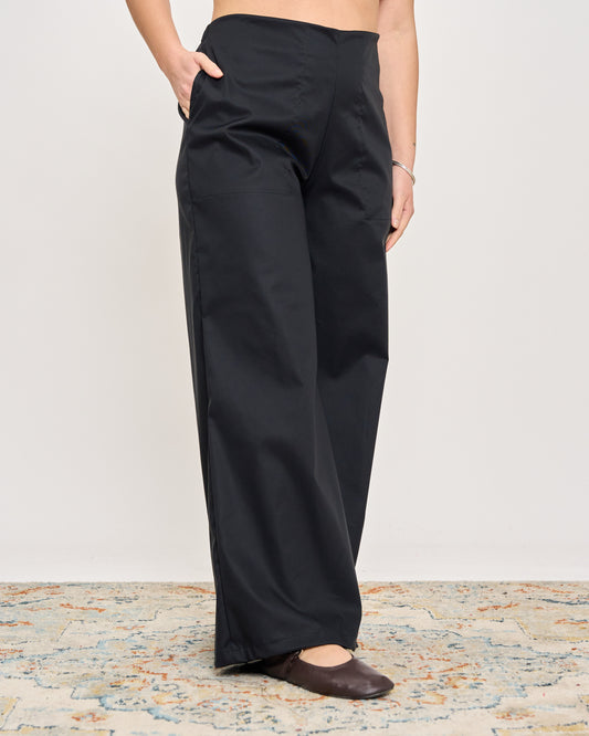 Stretch Cotton Flared Trousers