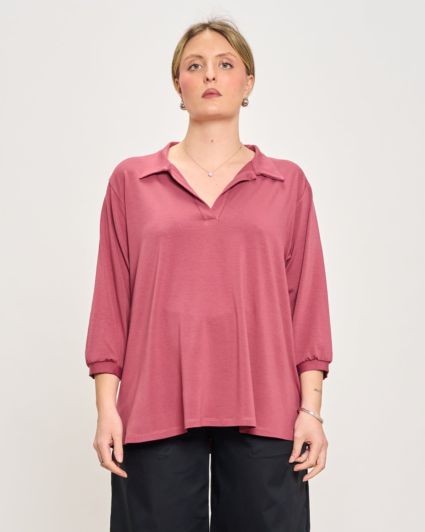 Oversized Jersey Polo Shirt