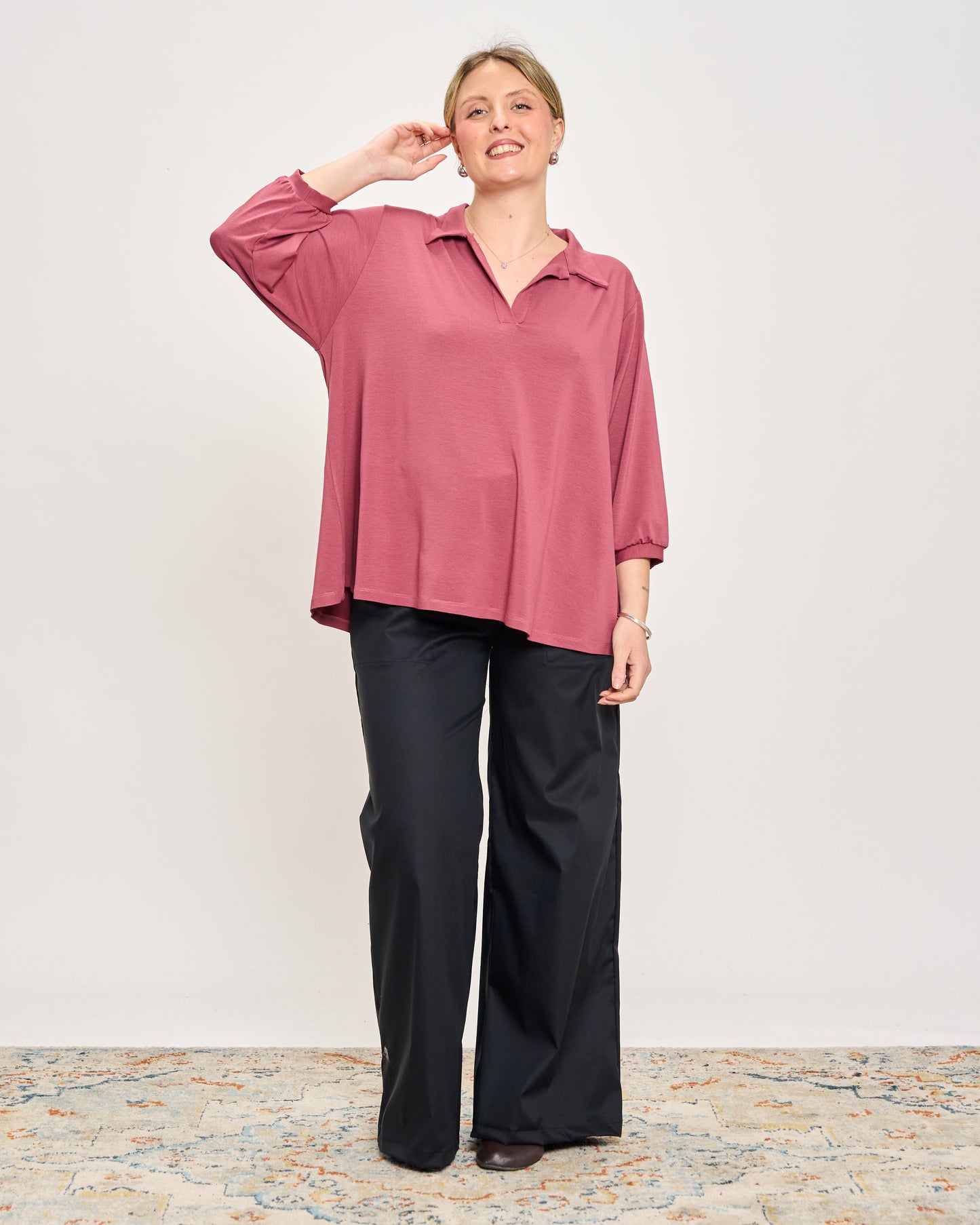 Oversized Jersey Polo Shirt