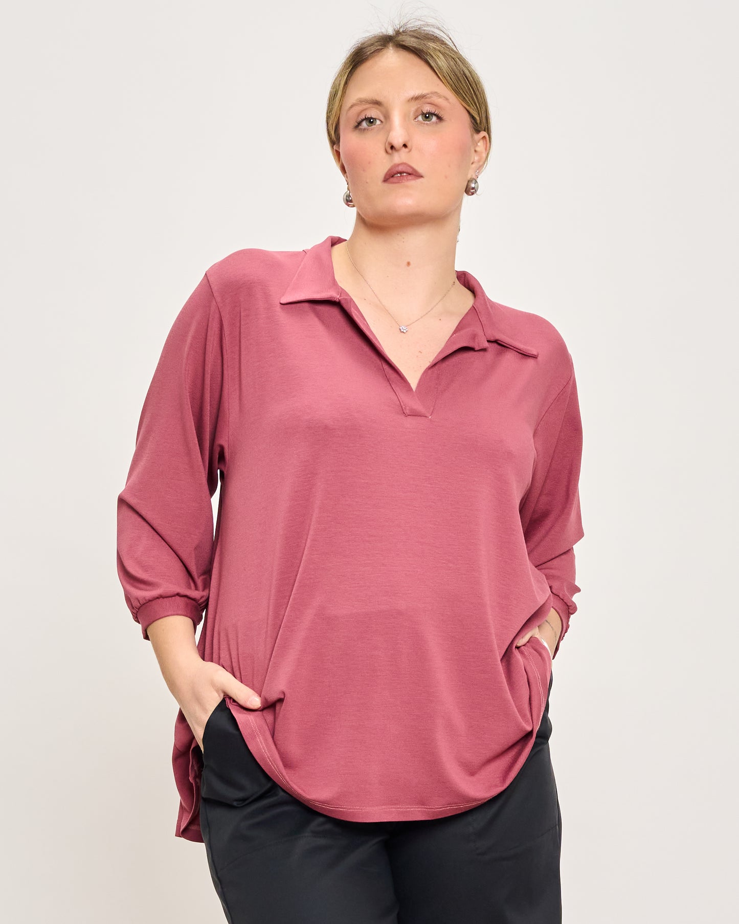 Oversized Jersey Polo Shirt