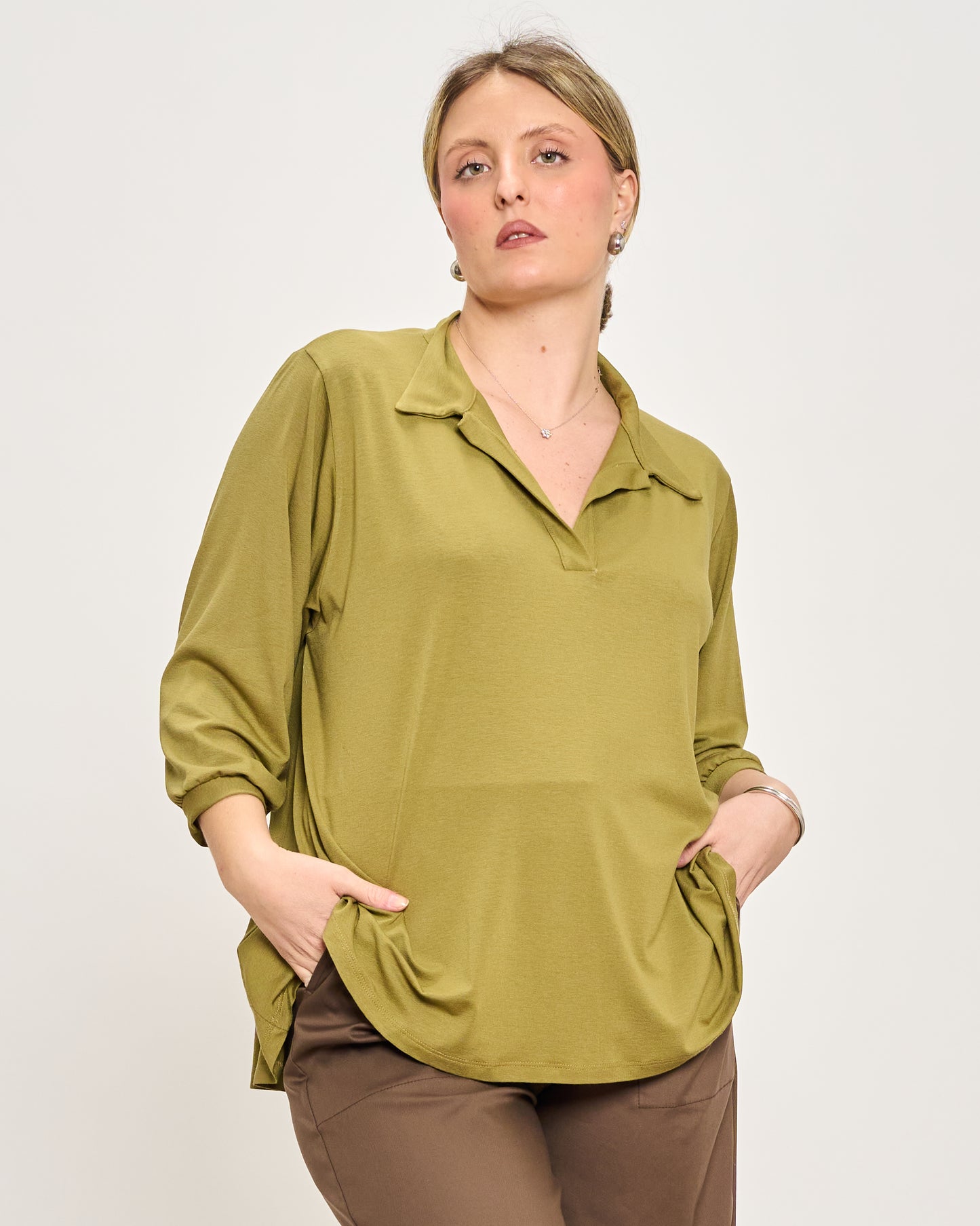 Oversized Jersey Polo Shirt