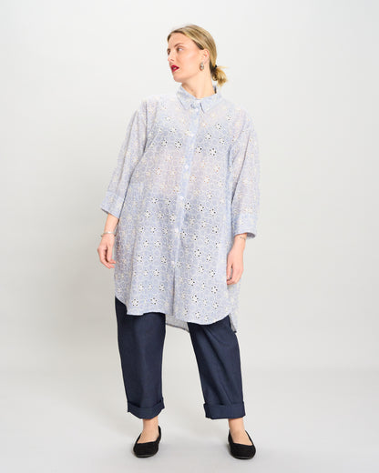 Oversized Shirt in Striped Sangallo