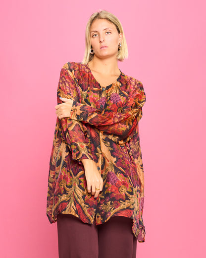 Camicia Over in Misto Seta Stampata