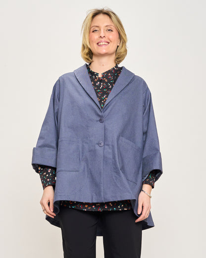 Giacca Svasata in Jeans Elasticizzata