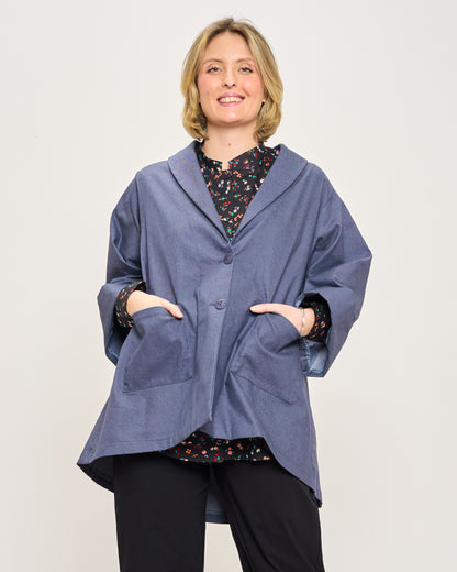 Giacca Svasata in Jeans Elasticizzata