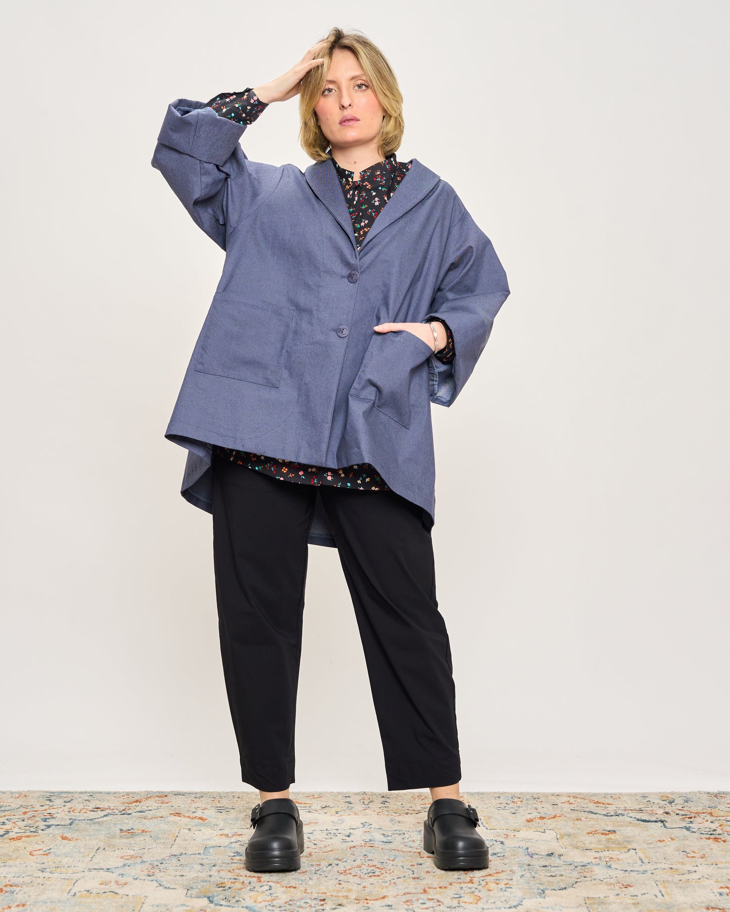 Giacca Svasata in Jeans Elasticizzata