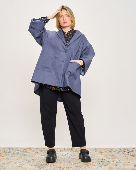 Giacca Svasata in Jeans Elasticizzata