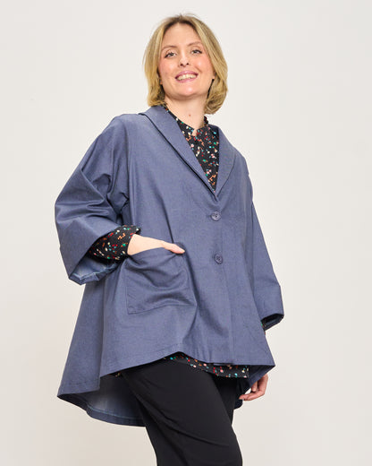 Giacca Svasata in Jeans Elasticizzata