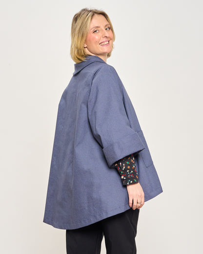 Giacca Svasata in Jeans Elasticizzata