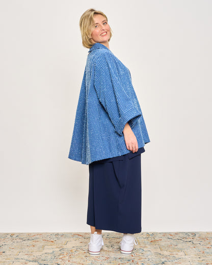 Giacca Svasata in Jeans Graffiato