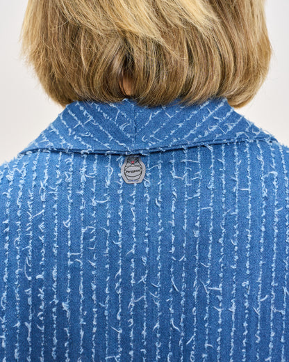 Giacca Svasata in Jeans Graffiato